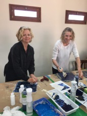 Yes, it really was a work trip! Learning how to create patterned papers resembling indigo dyed batik fabrics